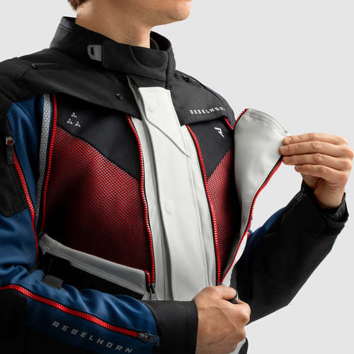 מעיל רב עונתי רבל הורן שחור / אפור / כחול - REBELHORN HARDY 3.0 TEXTILE JACKET