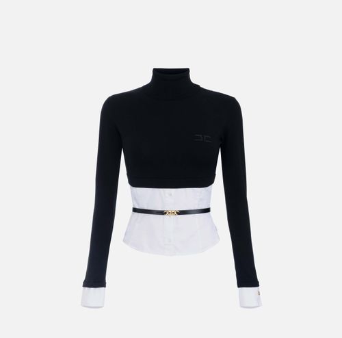 Viscose and cotton poplin top