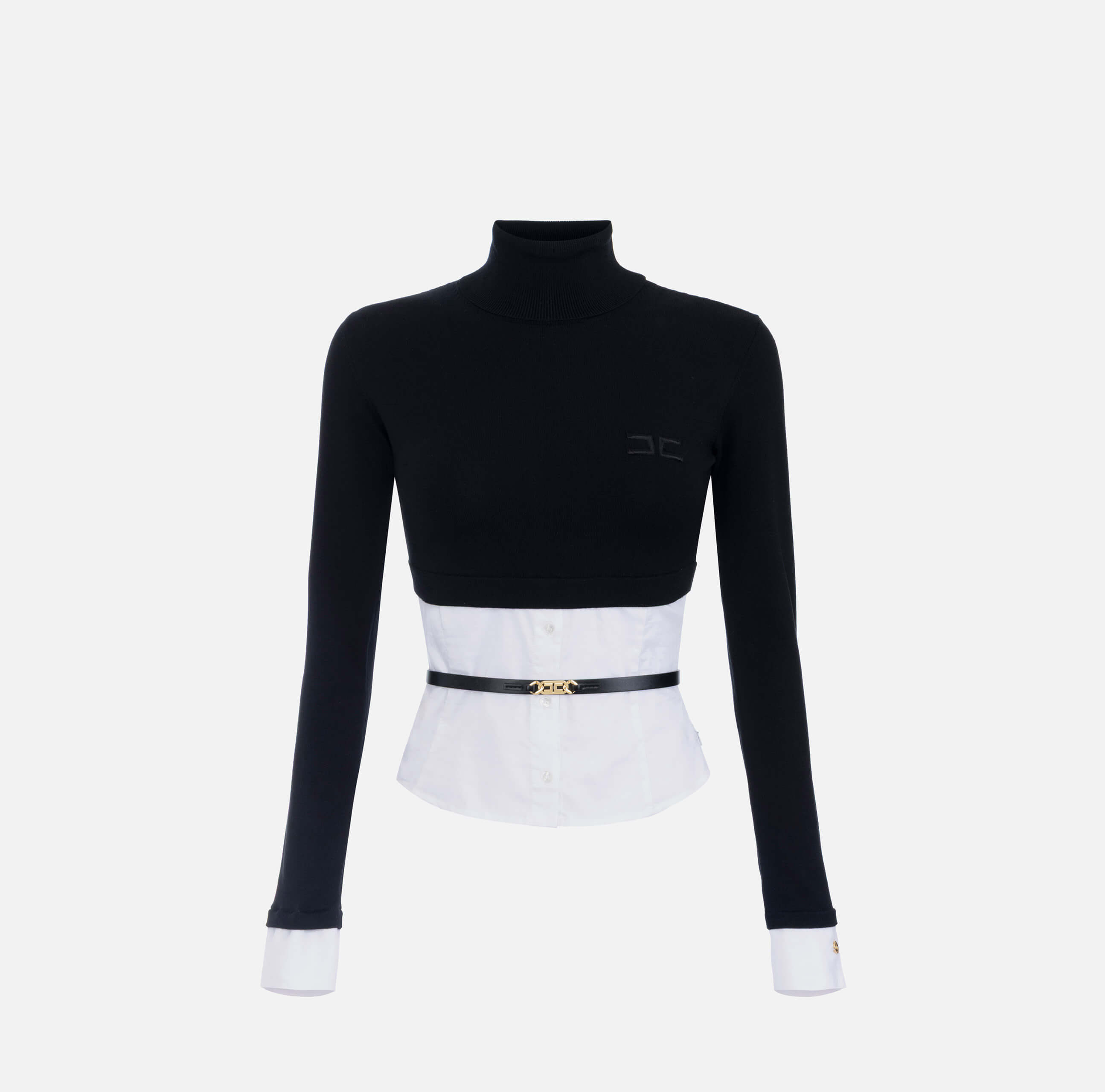 Viscose and cotton poplin top
