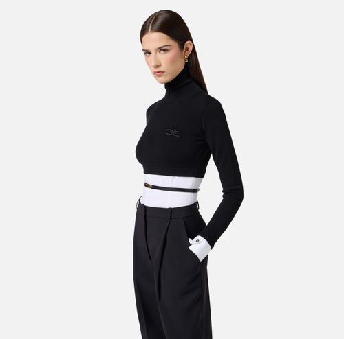 Viscose and cotton poplin top