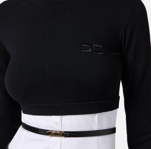 Viscose and cotton poplin top