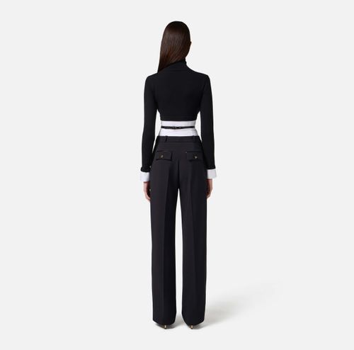 Viscose and cotton poplin top