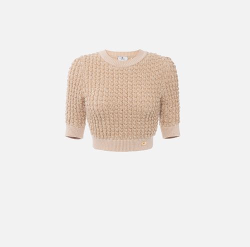 Bouclé knit top with sequins