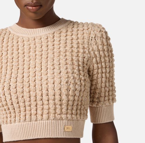 Bouclé knit top with sequins