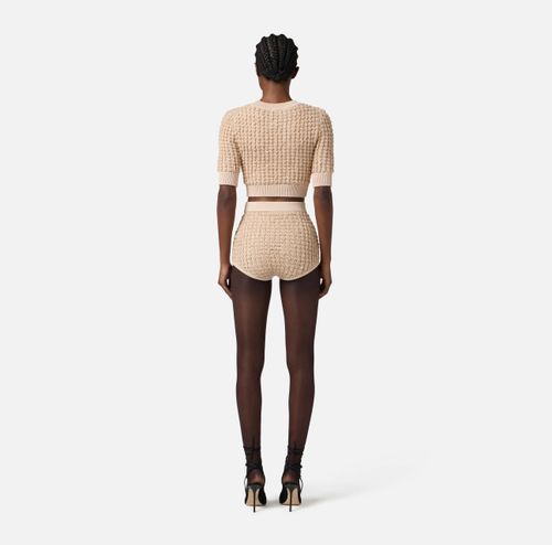 Bouclé knit top with sequins