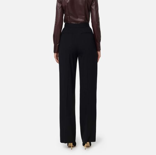 Crêpe trousers with logo details