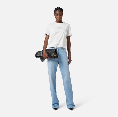 Denim jeans with rhinestones