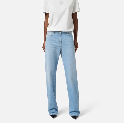 Denim jeans with rhinestones