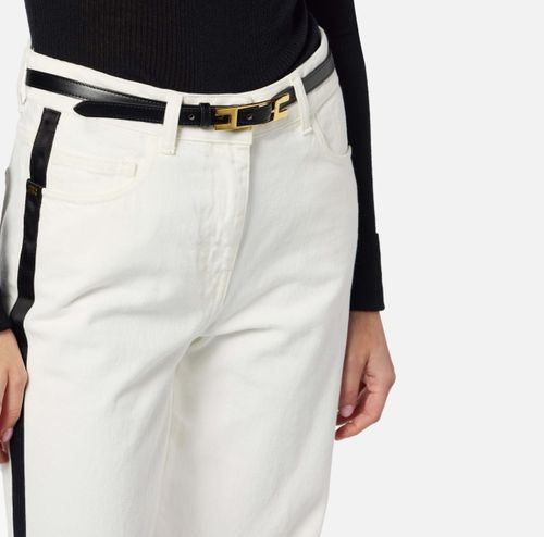 Jeans with satin bands