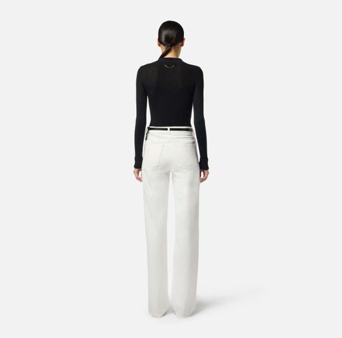 Jeans with satin bands