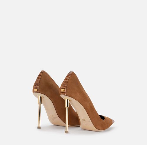 Leather pumps with sculpted heel