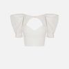 Top in crêpe and duchess satin fabrics