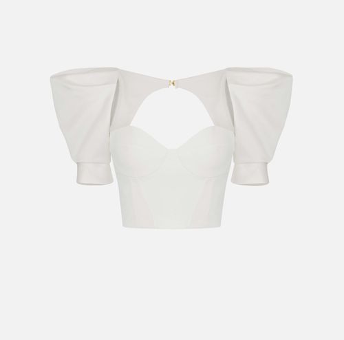 Top in crêpe and duchess satin fabrics