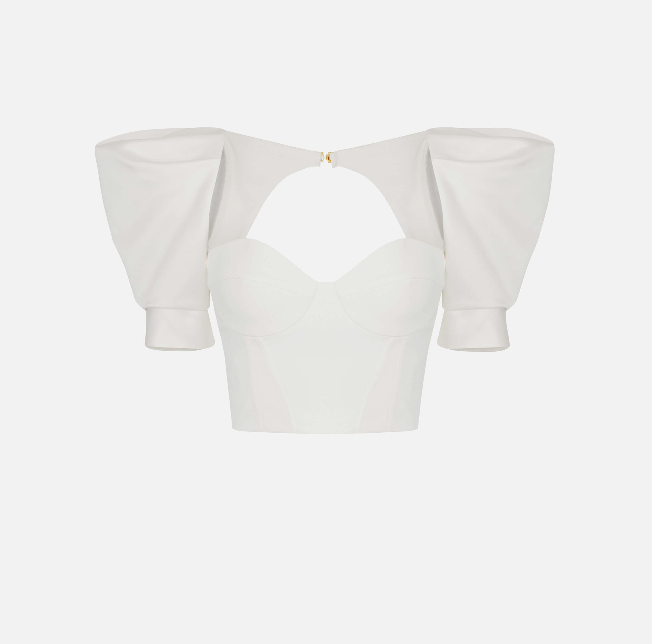 Top in crêpe and duchess satin fabrics