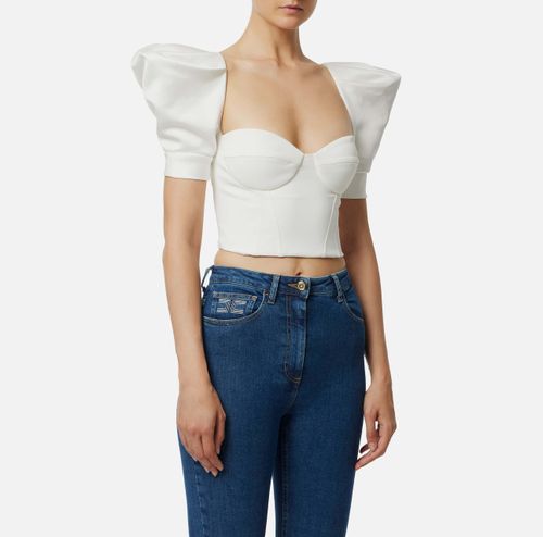 Top in crêpe and duchess satin fabrics