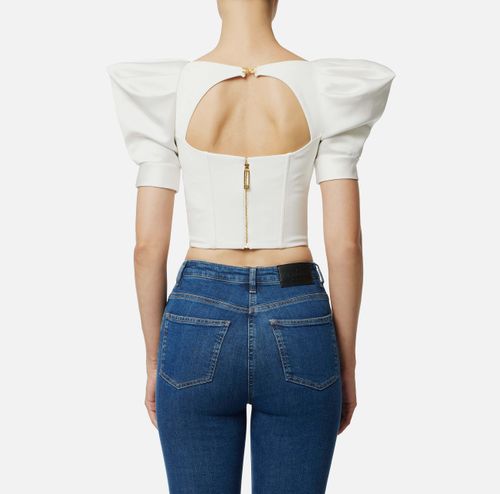 Top in crêpe and duchess satin fabrics