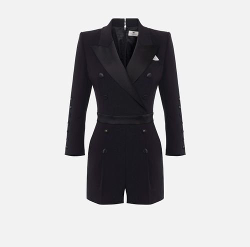 Jumpsuit in lightweight crêpe fabric with tuxedo details