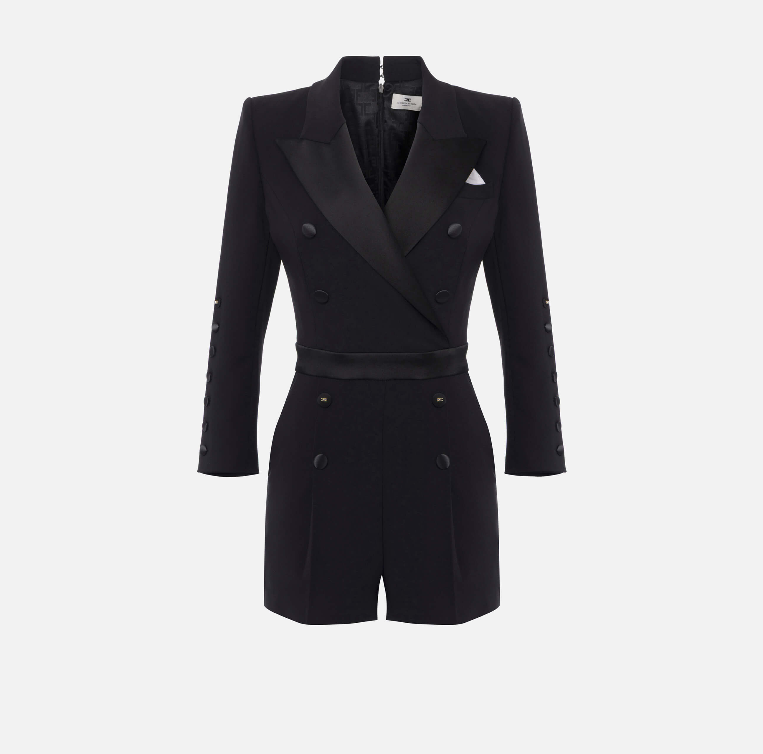 Jumpsuit in lightweight crêpe fabric with tuxedo details