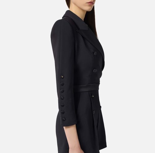 Jumpsuit in lightweight crêpe fabric with tuxedo details