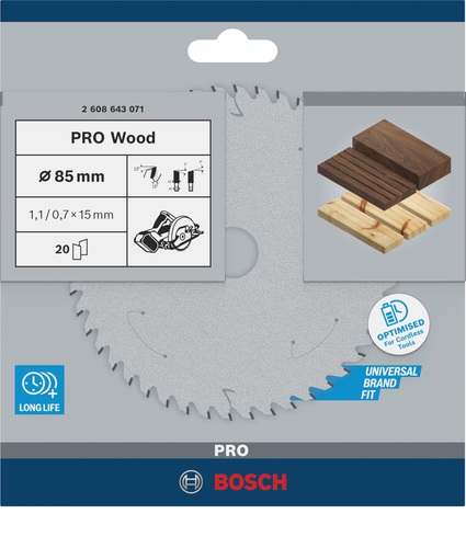 להב וידיה עגול 85MMX15MMX20T מבית BOSCH