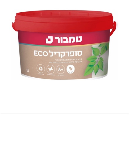 צבע קיר סופרקריל ECO מט לבן/פסטל 5 ליטר מבית טמבור
