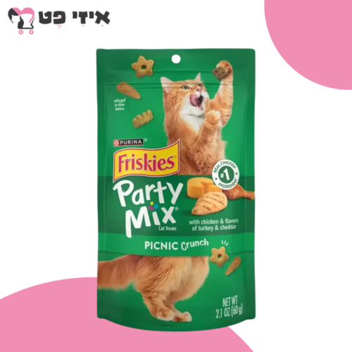 חטיף פריסקיז פארטי מיקס פיקניק קראנץ' (ירוק) לחתולים בוגרים 60 גרם Friskies