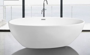 אמבטיה אקרילית Free Standing 180X90X59 MTI-414 פריסטנדינג מעוגלת לבן מבריק 