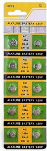 10 סוללות כפתור AG3 LR41 392A SR41SW 