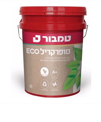 צבע קיר סופרקריל אקו מט לבן פסטל 15 ליטר מבית טמבור