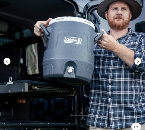 קולר מיכל מים קשיח לשתיה 10 ליטר עם ברז שתיה COLEMAN 10L KEG