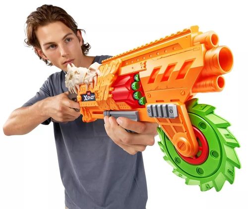 רובה חיצי ספוג לילדים מסדרת Insanity HorrorFire Reaper-X עם תוף, להב מסור מסתובב וטווח של עד 27 מ'