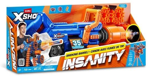 רובה משחק בלסטר Insanity Smoking Barrel עם אפקט עשן ותאורה ו-72 חיצים