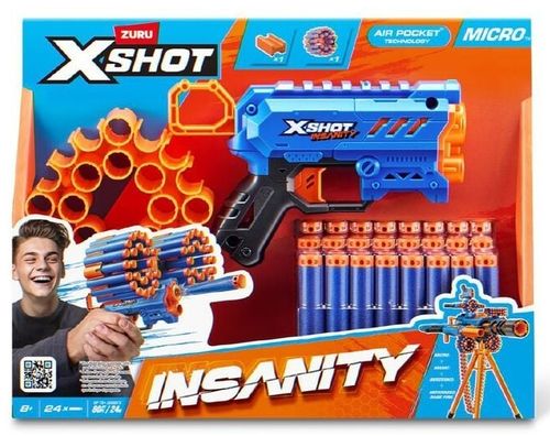 אקדח חיצי ספוג MICRO עם 24 חיצי ספוג עד טווח 30 מ'