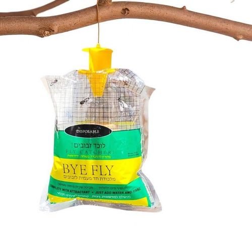 מלכודת זבובים בשקית חד פעמית - BYE FLY - קרטון 50 יחידות