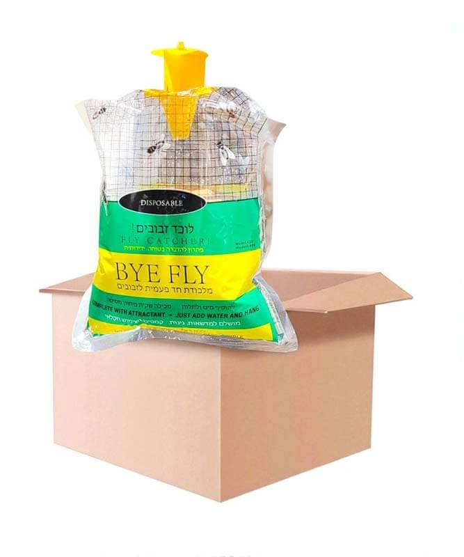 מלכודת זבובים בשקית חד פעמית - BYE FLY - קרטון 50 יחידות