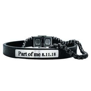 צמיד עור חריטה משולב גורמט BL jewelry