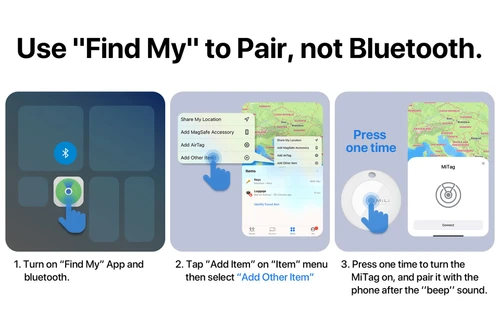 תג איתור חכם MiLi MiTag בינלאומי מוסמך Apple ו-Google