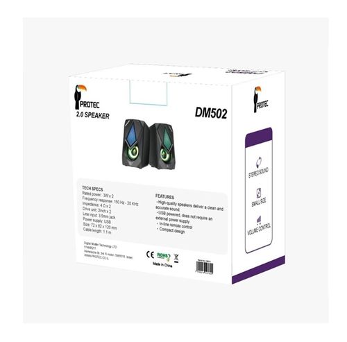 רמקולים למחשב איכותיים עם תאורת Protec DM502 RGB