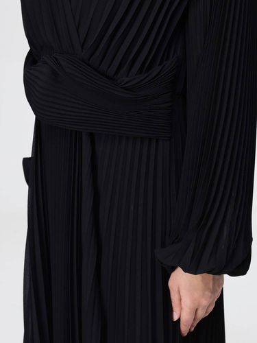 Long pleated georgette dress Mint