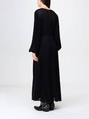 Long pleated georgette dress Mint