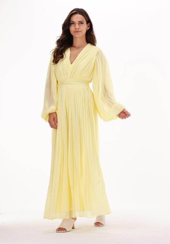 Long pleated georgette dress Mint