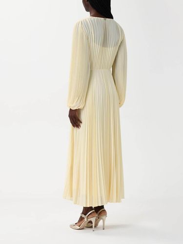 Long pleated georgette dress Mint