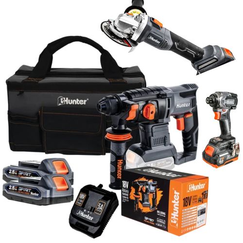 סט כלי עבודה נטענים פטישון  + מברגת אימפקט + משחזת + 2 סוללות  + מטען + תיק