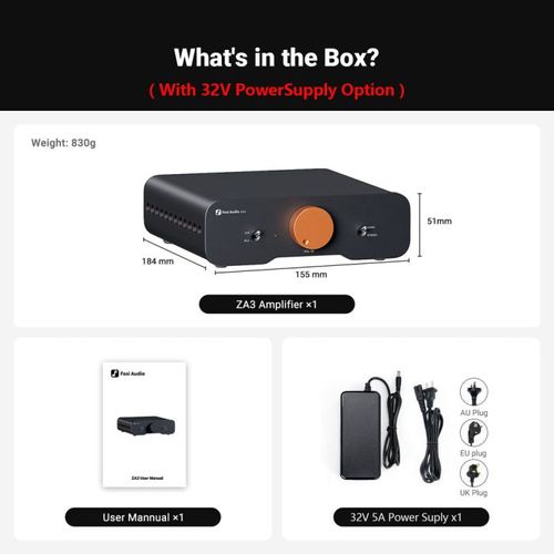 מגבר סטריאו מאוזן Fosi Audio ZA3, מגבר מונו 2 ערוצים עם שבב TPA3255
