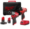 סט מברגות 12V (דור 3) + שתי סוללות 2AH+4AH דגם Milwaukee M12FPP 2A4
