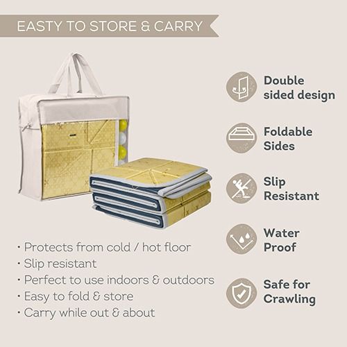 שטיח פעילות דו-צדדי עם דפנות מתקפלות ו 12 כדורי משחק צבעוניים