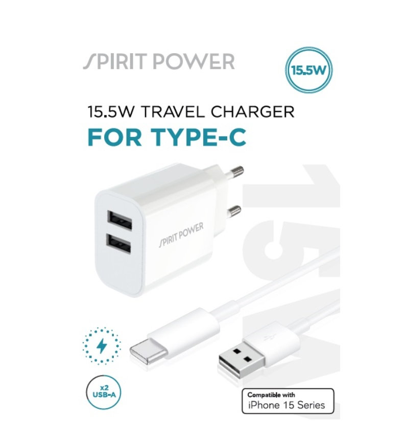 מטען בית  SPIRIT A3 2XUSB TYPE-C