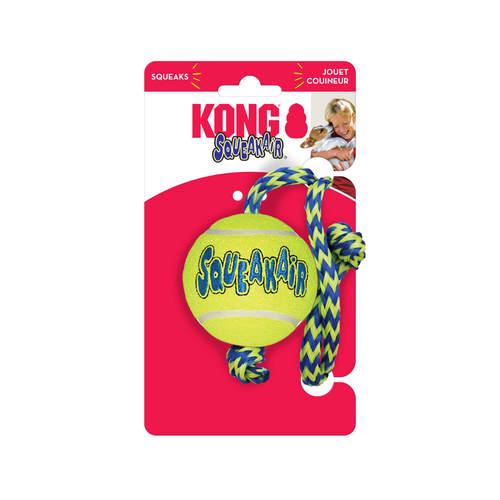 קונג כדור סקוויקר מצפצף עם חבל - KONG Squeaker Ball with Rope