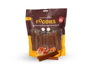 חטיף פודיס מקלות לעיסה עוף ועור בקר 1 ק"ג FOODIES