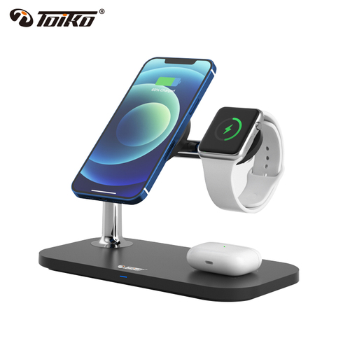 מעמד טעינה אלחוטית Toiko MagSafe איכותי 3 ב-1 לאייפון שעון ואיירפודס 